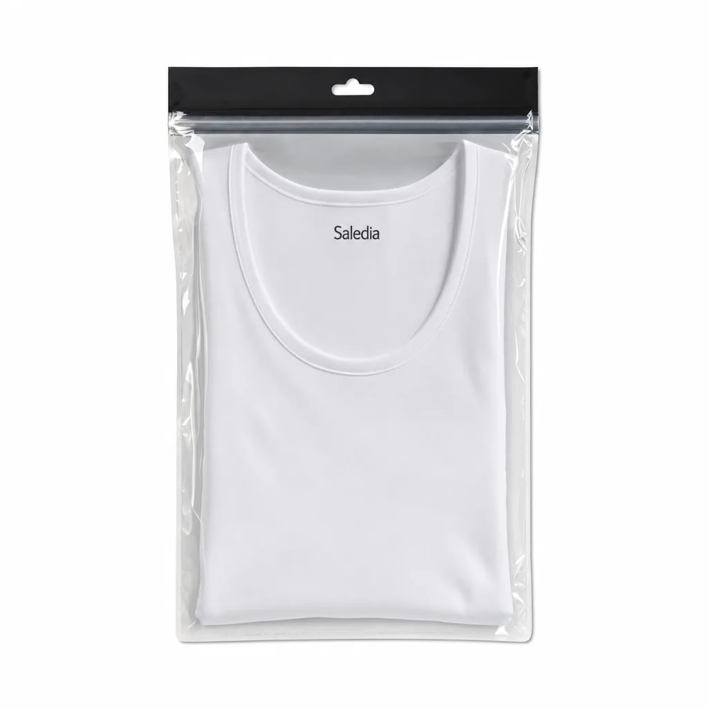 Man wearing a sleeveless compression undershirt under a shirt for a smoother fit